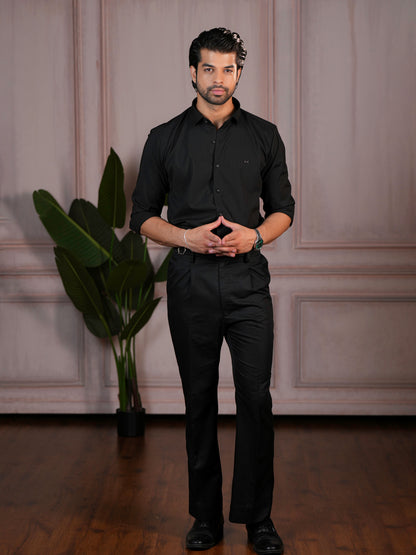 Striped Black Formal Shirt
