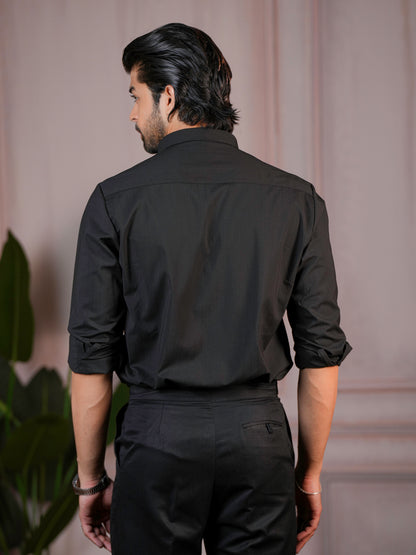 Striped Black Formal Shirt
