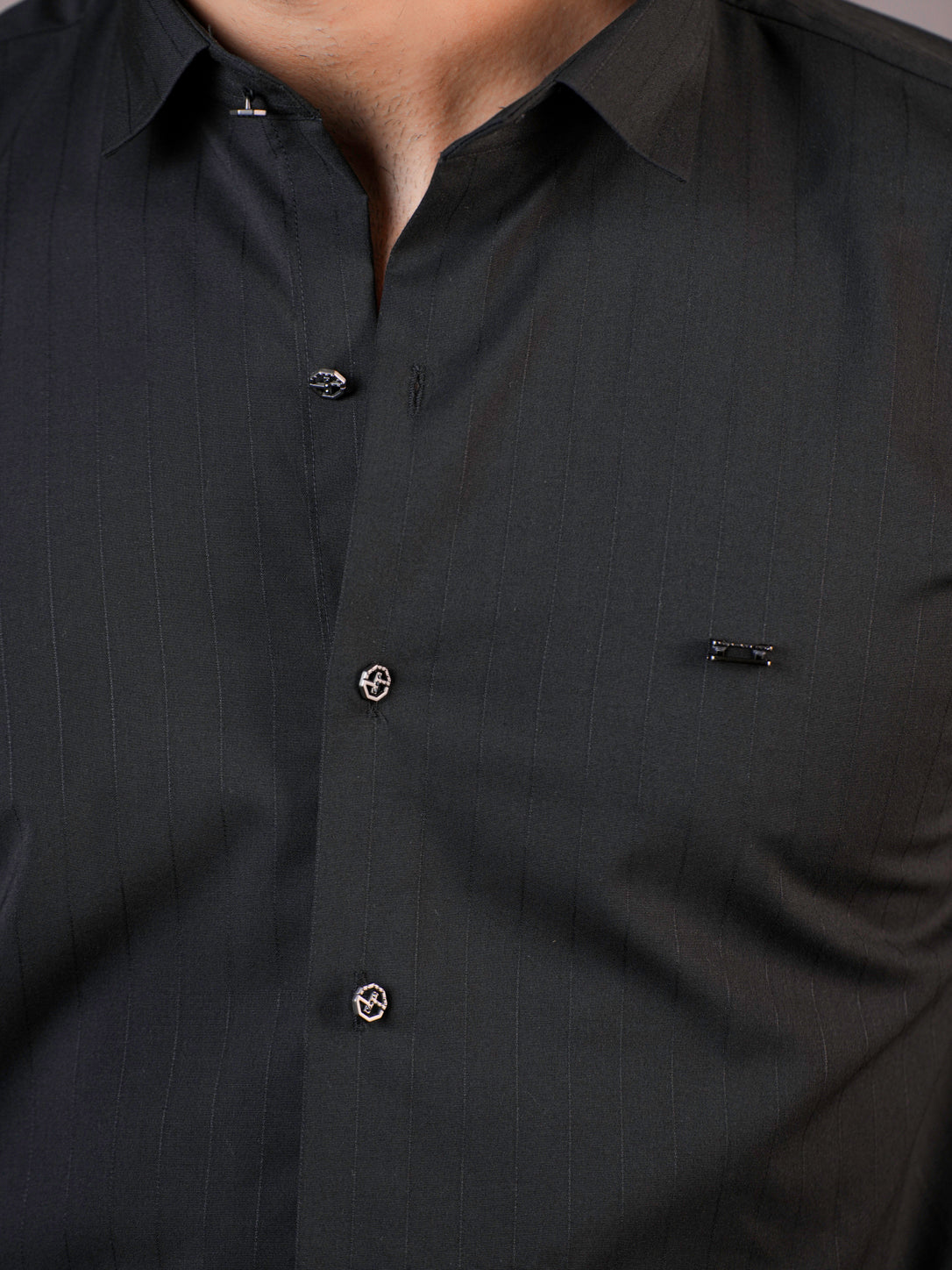 Striped Black Formal Shirt