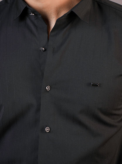 Striped Black Formal Shirt