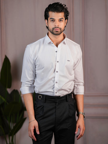 Striped White Formal Shirt