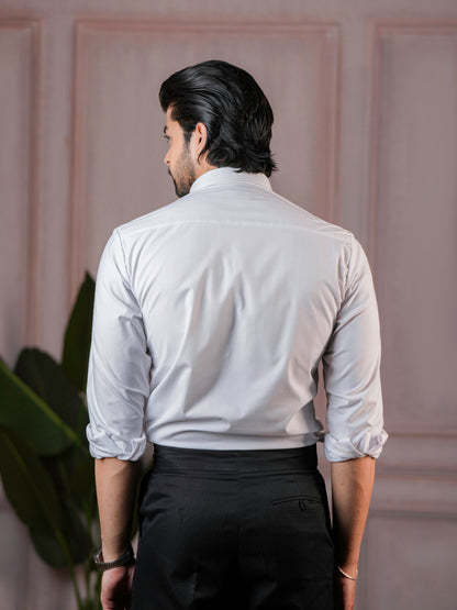 Striped White Formal Shirt