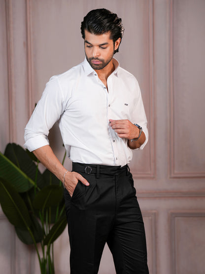 Striped White Formal Shirt