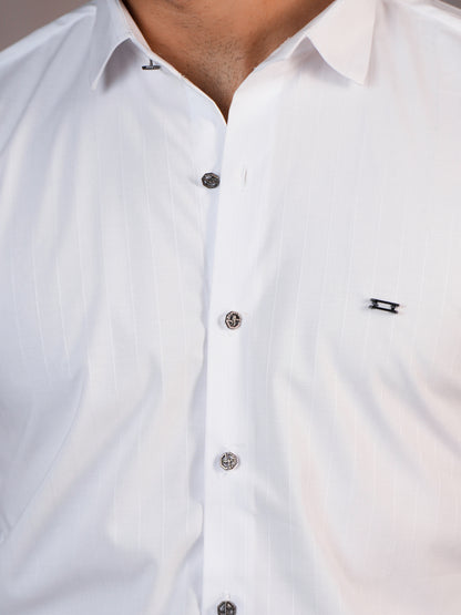 Striped White Formal Shirt