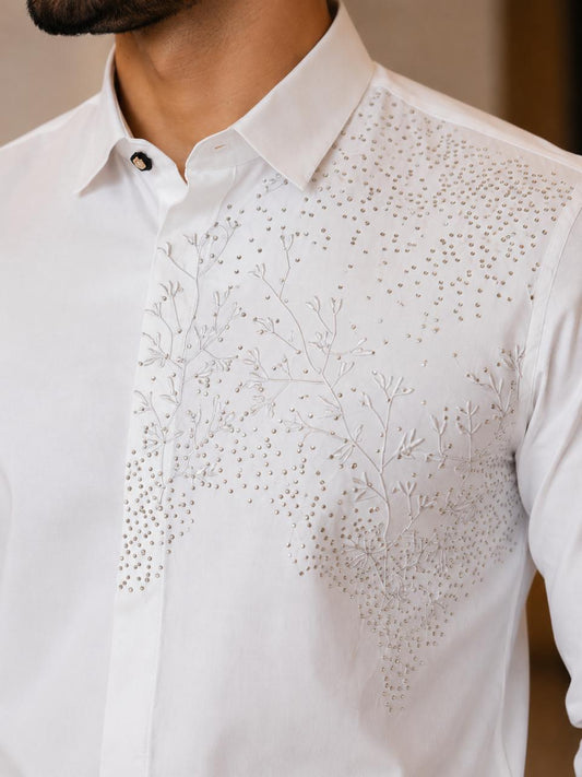 Noir Grid White Premium Shirt